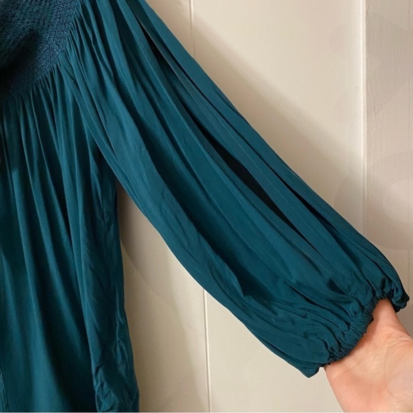 NEW Anthropologie Holding Horses Turquoise Rosario Off Shoulder Open Arm Blouse - Picture 7 of 11